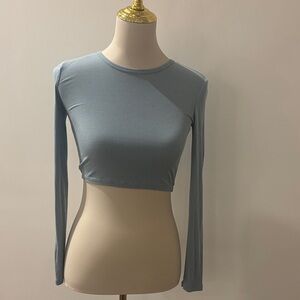 Aritzia Light Blue Long Sleeve Bodysuit
